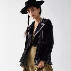 Free People Faye Jacket NWT XS VELVET Ebony